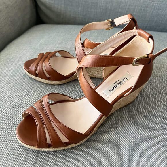 LK Bennett Priya Espadrille Wedge Sandal in Brown; Size 6.5 EU 37.5 EUC - Picture 9 of 10